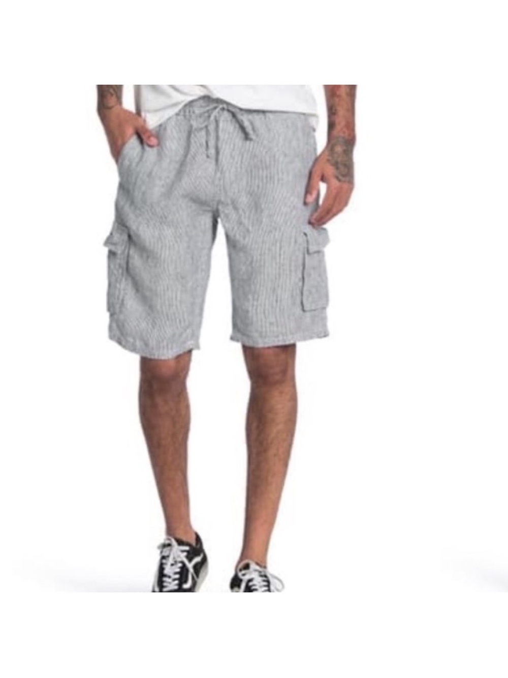 Onia Air Linen Pull On Striped Cargo Shorts